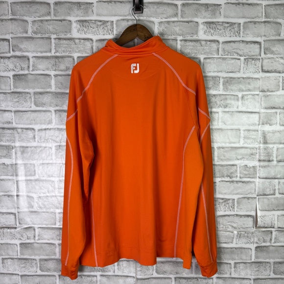 FootJoy x Buffalo Run Vibrant Orange Quarter Zip Golf Pullover Mens LARGE - Picture 4 of 8